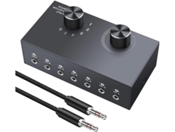 Conmutador De Audio Bidireccional De 6 Puertos Y 3,5 Mm, Color Gris, Compatible Con 1 Entrada.