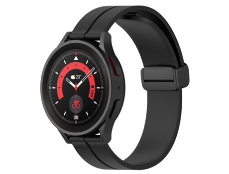 Correa de reloj inteligente para Samsung Galaxy Watch 5 Pro 45 mm 20 mm Correa de reloj de silicona con cierre magnético de color sólido (negro)