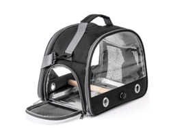 Transportín para loros Digitallab, totalmente ventilado, diseñado para viajar (negro)