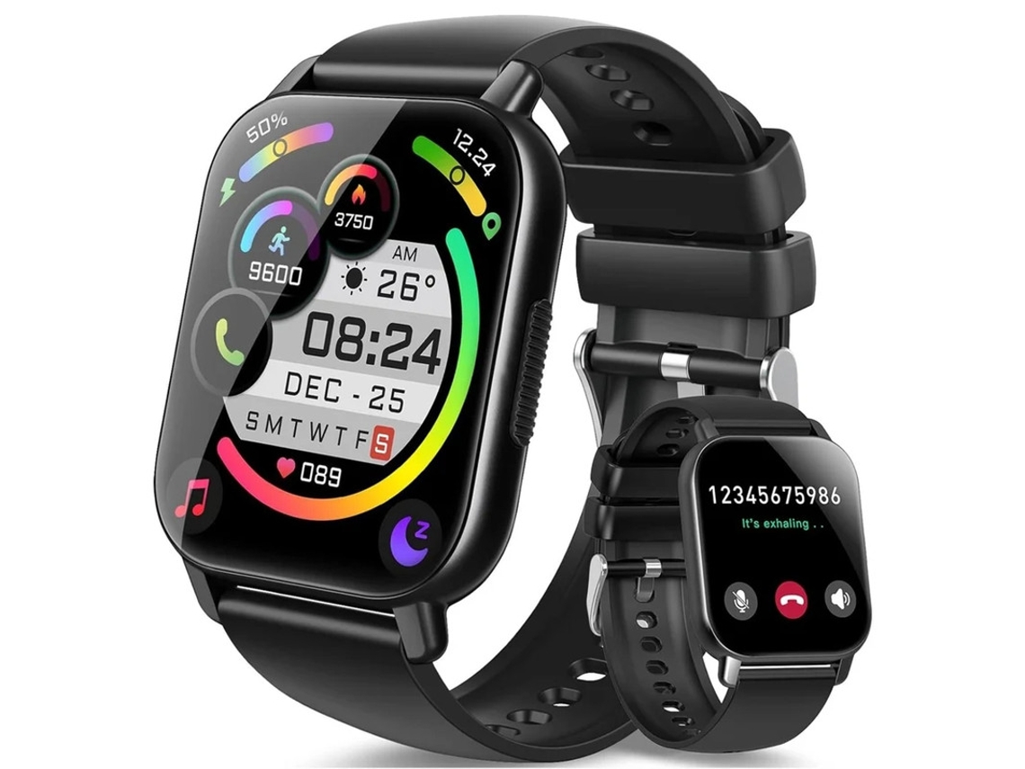Reloj inteligente Hoxe con llamadas Bluetooth, resistente al agua IP68, para Android y iPhone, color negro.