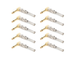 Conector Mono De 6,35 Mm Macho Para Cable De Micrófono De Guitarra Eléctrica, Chapado En Oro, Curva De 90 Grados, Para