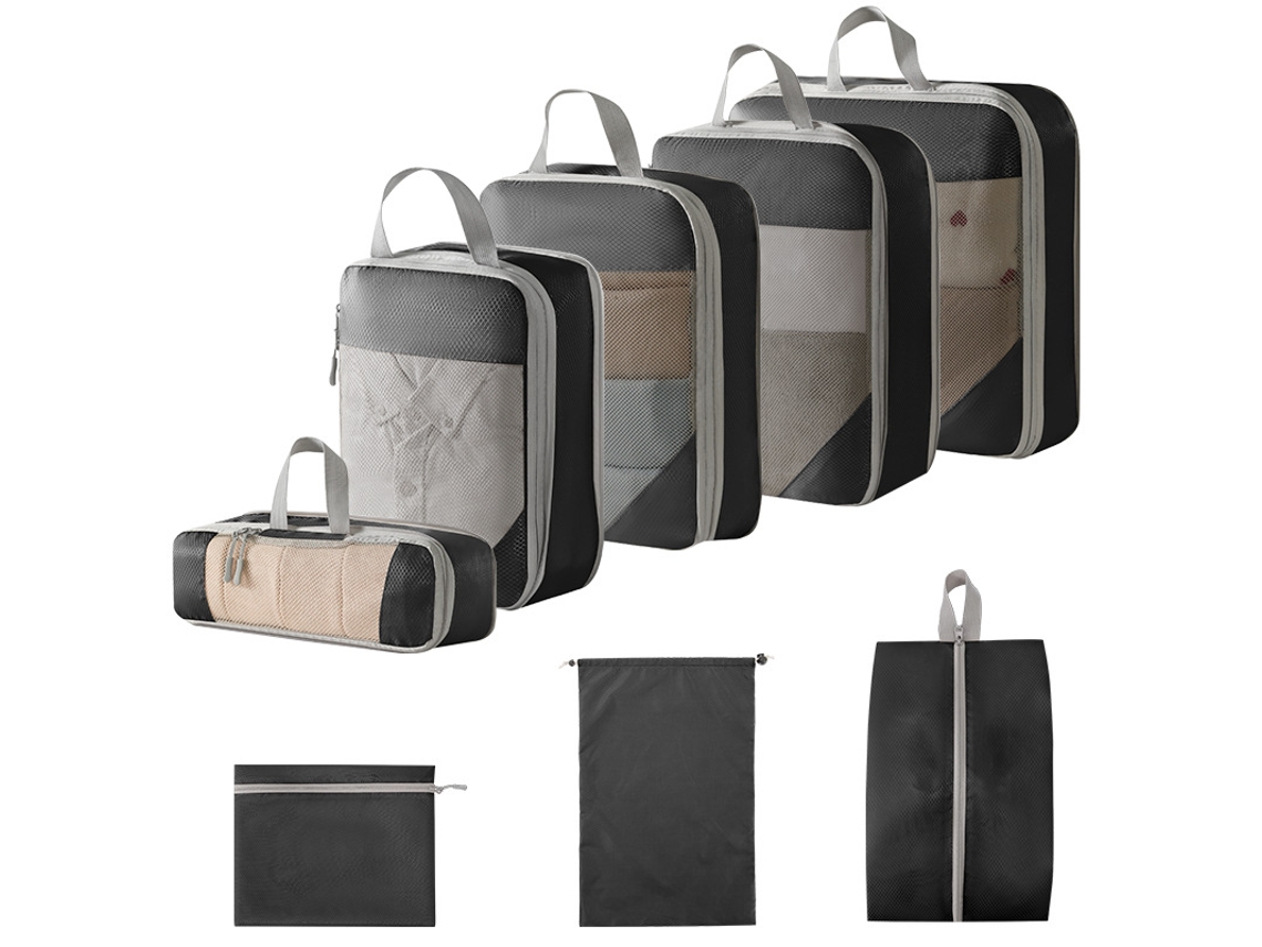 Juego de 8 bolsas organizadoras de equipaje EIFSON (negro)