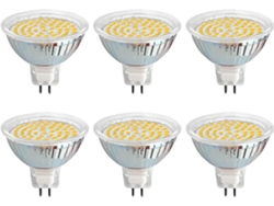 Rebe-6pcs Bombilla Led Gu5.3 12v 3w 6000k 300lm A+ Equivalente 30w Foco Empotrado Mr16 Ac/dc 12v 50mm