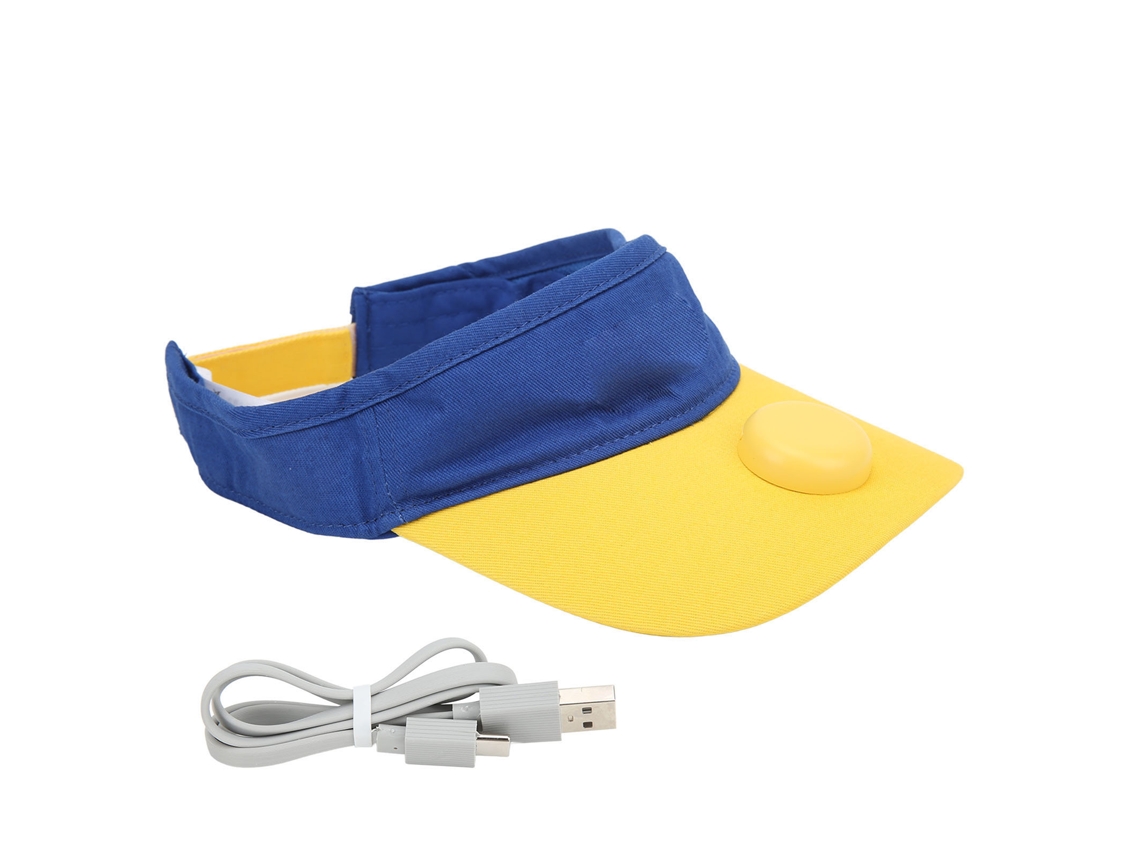Gorra Con Ventilador Sin Cuchillas Para Niños De 6 A 12 Años, Protección Solar, Tamaño Ajustable, 3 Niveles, Carga Usb, Azul, Exterior