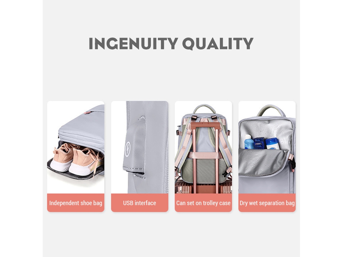 Mochila De Viaje Ligera E Impermeable Para Mujer Con Puerto Usb, Gran Capacidad, Ideal Para Avión Y Acampada.