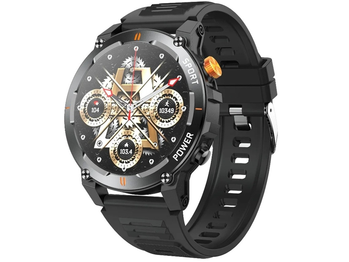 Reloj inteligente con linterna, llamadas Bluetooth para deportes al aire libre, monitor de frecuencia cardíaca multifuncional Bestvite (negro)