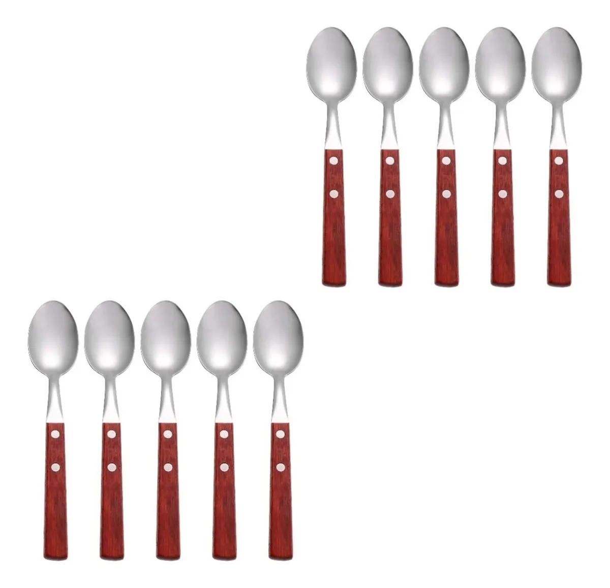 10 cucharas de metal con mango de madera, cuchara para remover café vayotoy
