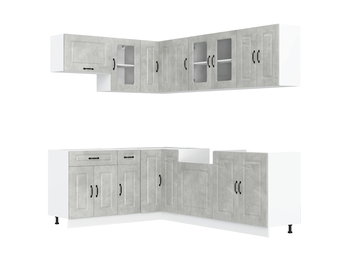 Maison Exclusive - Mueble Cocina Kalmar Gris Hormigón 11 Pzas Madera Contrachapada