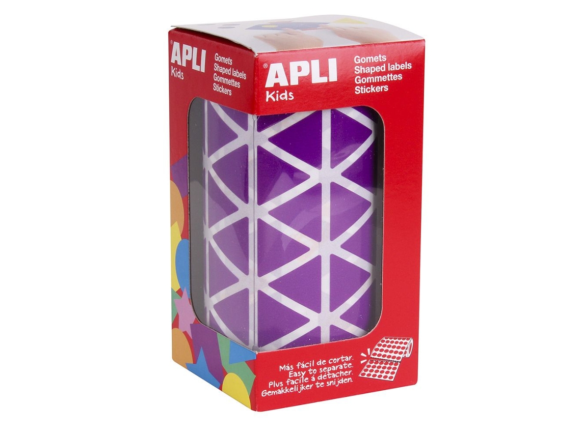 Gomets Autoadesivos APLI en Rollo - Triangular - Ø20Mm - Lila