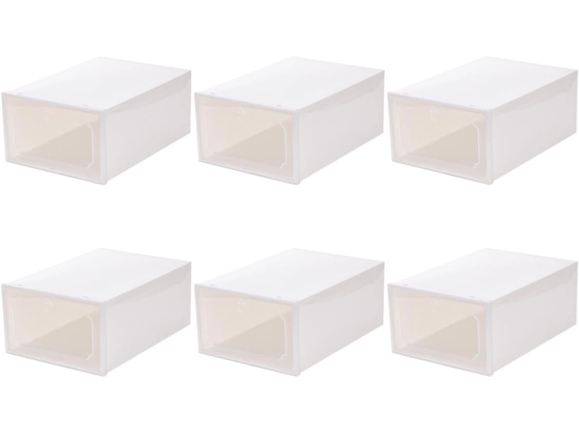 Cajas Zapatos Fáciles Limpiar Juego 6 Plástico Blanco Transparente Ventana Visualización Capacidad