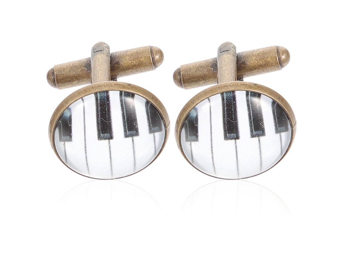 Gemelos para hombre con un creativo diseño de piano, adecuados para trajes, camisas, ropa y joyas.