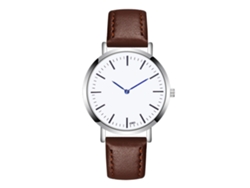 Reloj Deportivo Empresarial Para Hombres Con Correa De Cuero, Estilo Elegante Café Oscuro