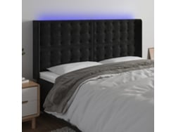 Cabecero Con Led De Terciopelo Negro 163x16x118/128 Cm