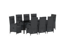 Maison Exclusive - Conjunto De Comedor De Jardín 9 Pcs Negro Ratán Sintético