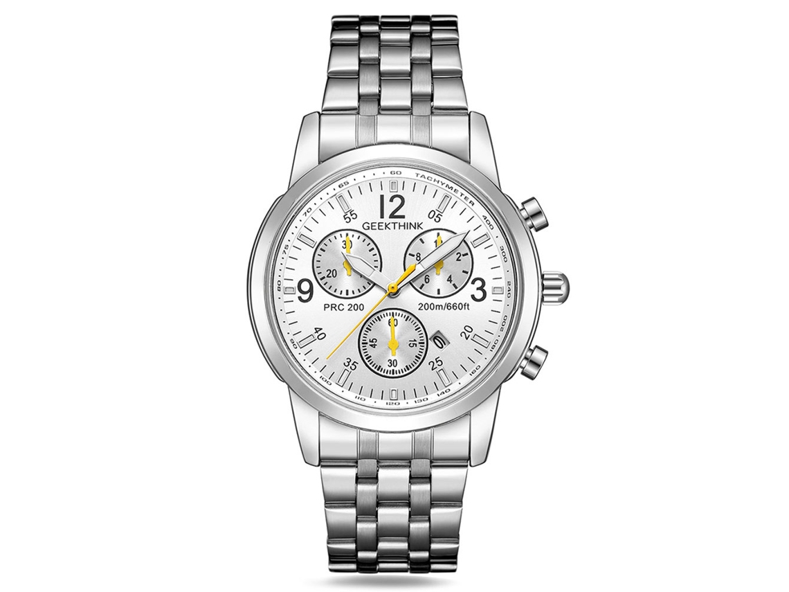 Reloj De Pulsera Geethink Para Hombre, De Acero, Con Esfera De Tres Subesferas Y Movimiento De Cuarzo.