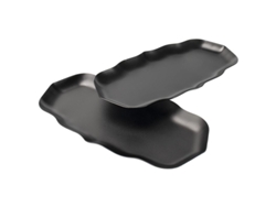Set De 2 Bandejas Decorativas De Acero Inoxidable Para Perfumes Maquillaje Frutas Negro Linjou