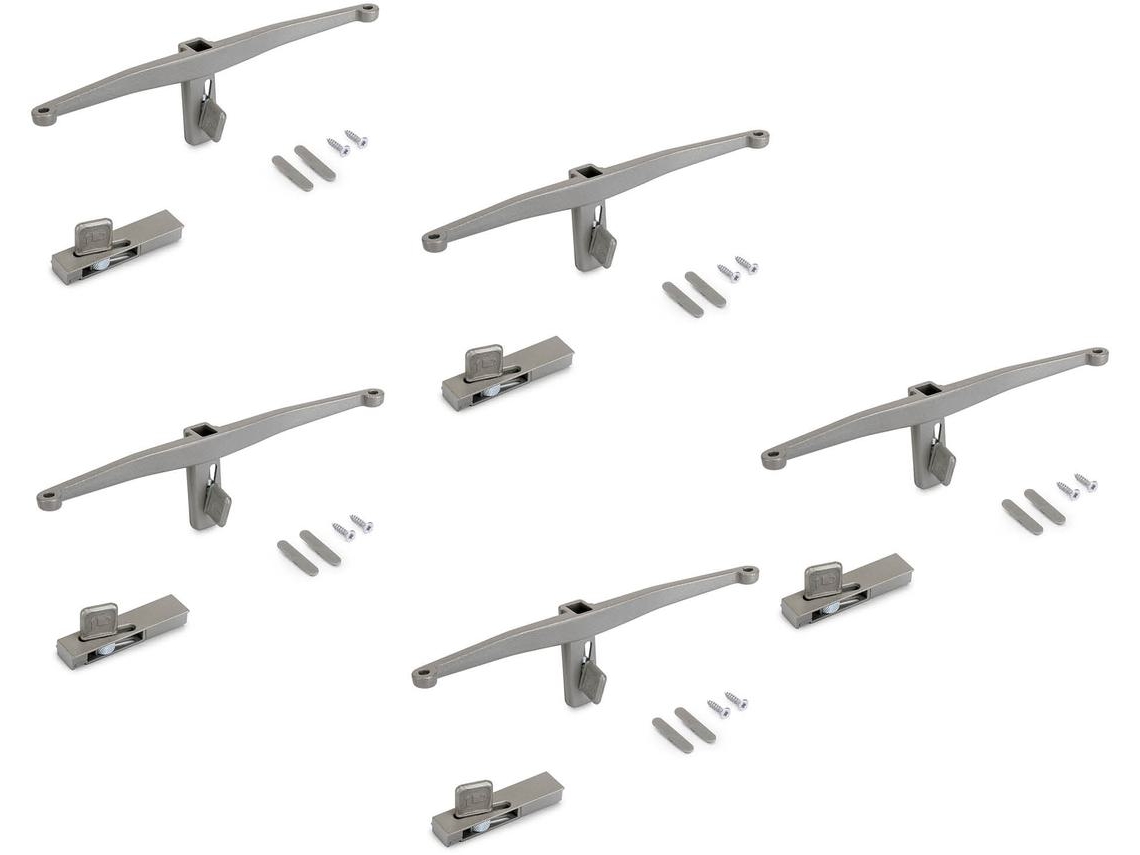 EMUCA Lote de Soportes para 5 Estantes de Madera para Estructura Zero- Tableros No Incluidos- Zamak- Piedra Pintada Gris