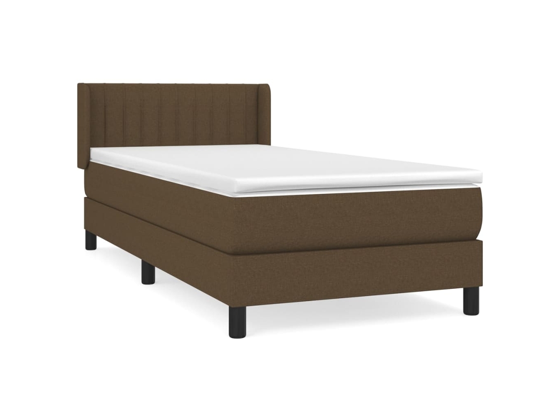 Maison Exclusive - Cama Box Spring Con Colchón Tela Marrón Oscuro 80x200 Cm