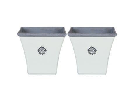 Juego 2 Macetas BELIANI Elateia (Blanco - 43 x 43 x 39 cm)