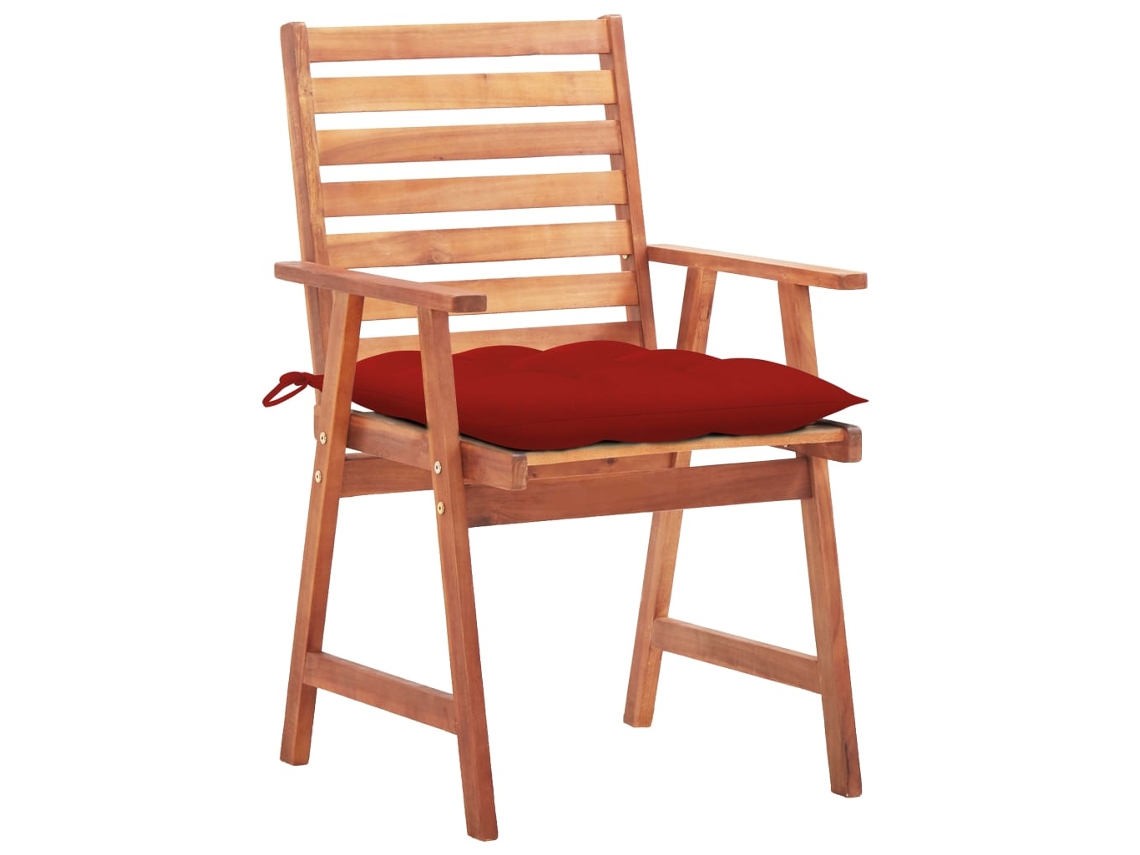Pack 2 Uds Sillas Comedor De Jardín | Silla De Exterior | Sillon Jardín Madera Maciza Acacia Y Cojines Wsd93564