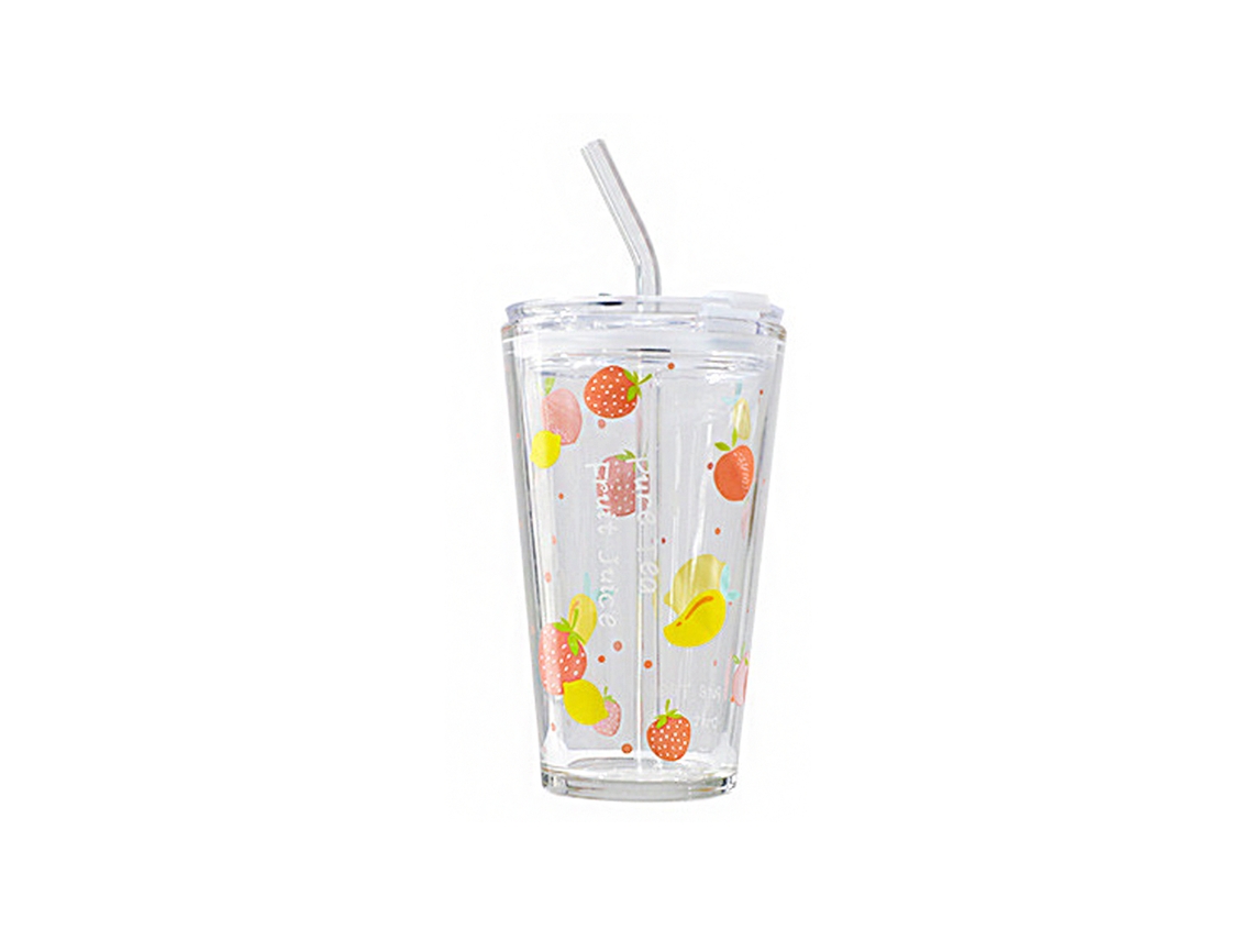 Taza con pajita de dibujos animados con tapa, ideal para leche y bebidas KOFIHETY