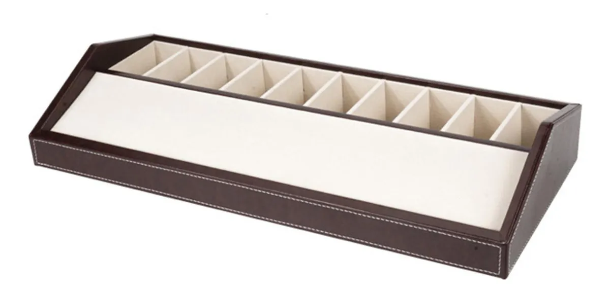 Caja de almacenamiento para cinturón de seguridad marrón con 10 rejillas y divisores vayotoy