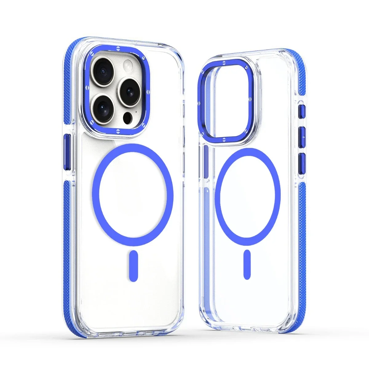 (iphone 14, Azul) Funda Protectora Magnética Transparente Para Iphone, Compatible Con Carga Inalámbrica Magsafe.