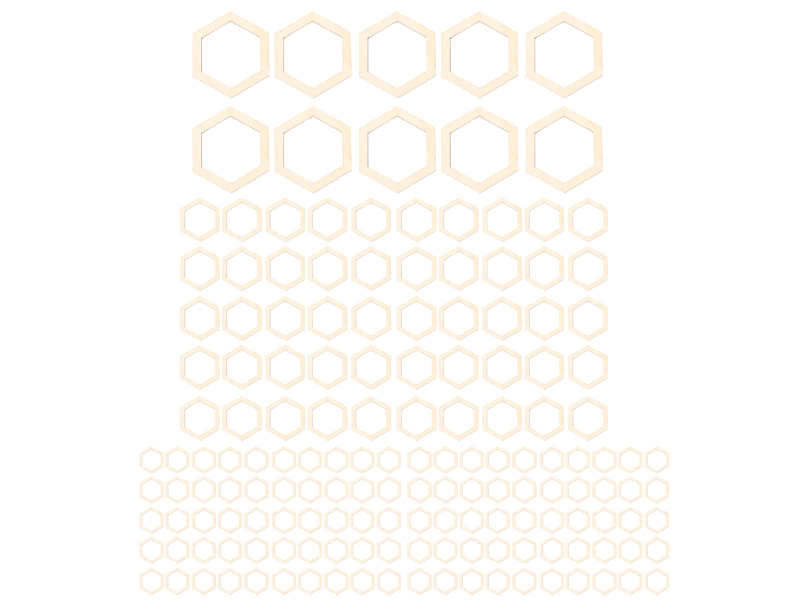 205 Piezas De Recortes Hexagonales De Madera En 5 Tamaños Para Manualidades Y Decoración.