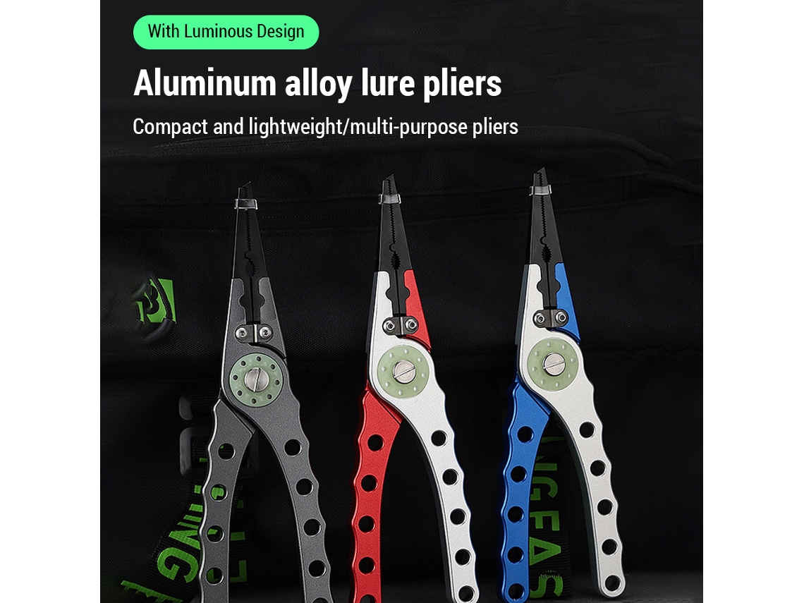 Alicates De Pesca De Aluminio Con Retirador De Anzuelos Y Argollas Multifuncionales 20cm Para Agua Dulce Y Salada