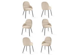 Sillas De Comedor Goeurvant 1438(pack De 6, Beige, Tela)