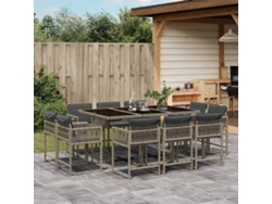 Juego de comedor de jardín de 11 piezas con cojines de mimbre gris de DKD Home Decor