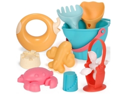 Juego De Arena De Playa Con Cubo, Pala, Rejilla, Coche, Rastrillo Y Moldes Para Niños.