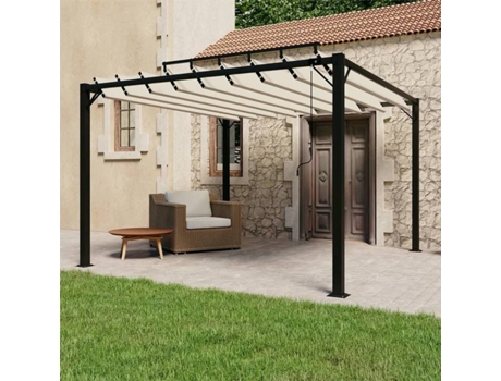 vidaXL Cenador con techo persiana 3x3 m tela y aluminio crema