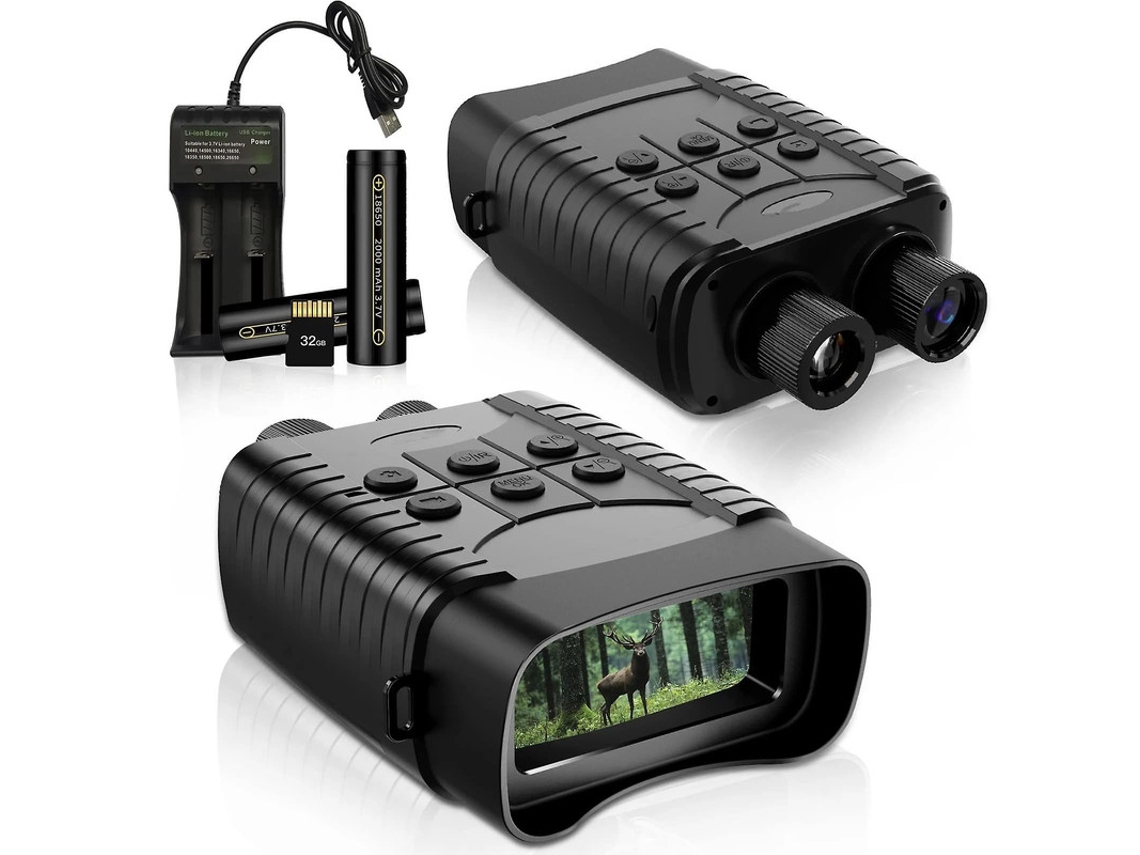 Binoculares de visión nocturna 1080p FHD 400 m/1300 pies 32 GB SD Caza Camping Negro Yizhood