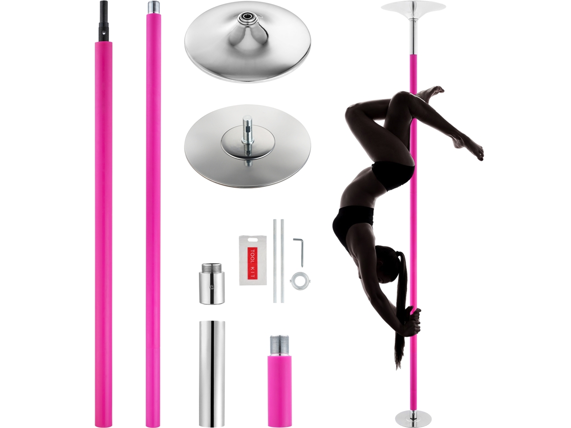 Barra de baile profesional Succebuy, kit de barra estática giratoria, barra de acero rosa de 40 mm, extraíble y portátil