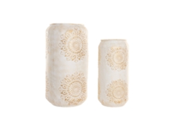 Set 2 Jarron Metal Mandala Blanco 31x31x60cm