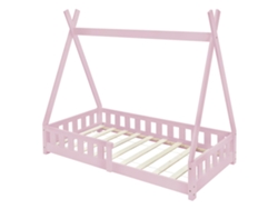 Cama infantil tipi ML-Design 80x160 cm color rosa con protección anticaída y somier