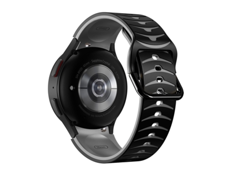 Correa de Silicona línea curva bicolor para Samsung Galaxy Watch 4 40mm/44mm/Watch 4 Classic 42mm/46mm/Watch 5 40mm/44mm - negro/gris