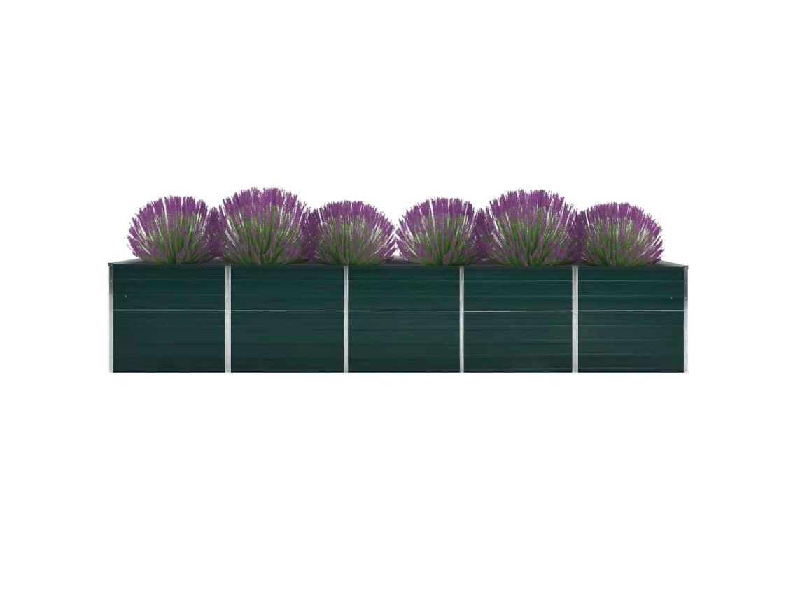 Juego de 1 jardinera elevada HARLANV1 de acero galvanizado de 400x80x77cm, color verde.