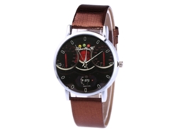 Reloj De Cuarzo Con Correa De Cuero Casual Estilo Para Mujer/hombre/estudiantes Pareja Café