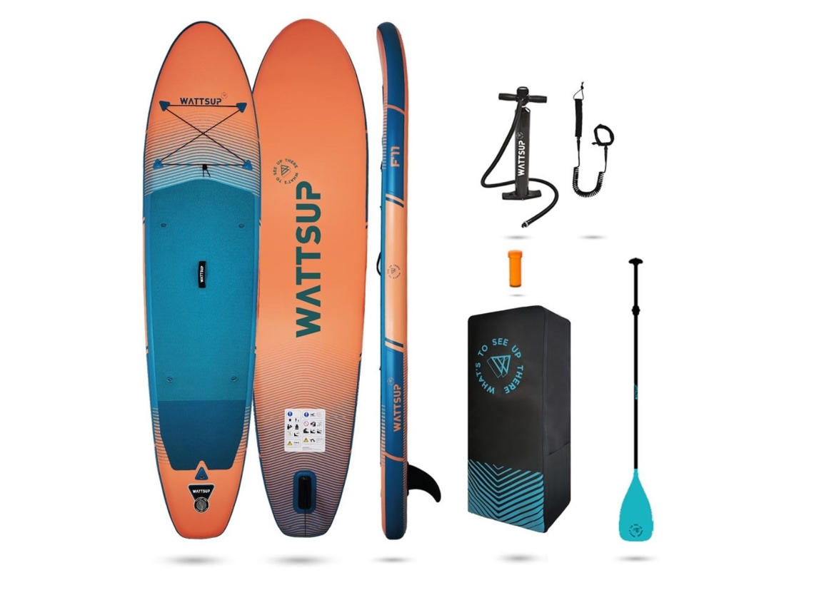 Tabla de SUP inflable Wattsup F11 de 11 pies - 325 x 81 x 15 cm - Dropstitch - Incluye remo, correa, bomba y bolsa de transporte