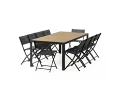Lagos Conjunto De Mesa De Jardín De 200 Cm De Aluminio Y 10 Sillas Plegables