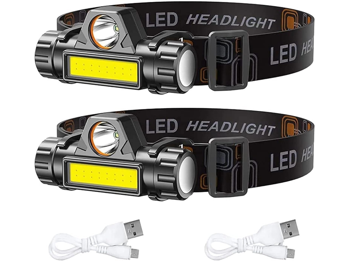 Kit Com 2 Lanternas De Cabeça Led Recarregáveis ​​​​​​– Potentes E Recarregáveis