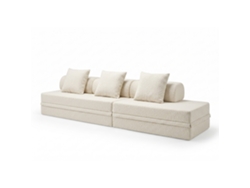 Sofá Modular 3+2 Lugares Convertible Bouclette Beige