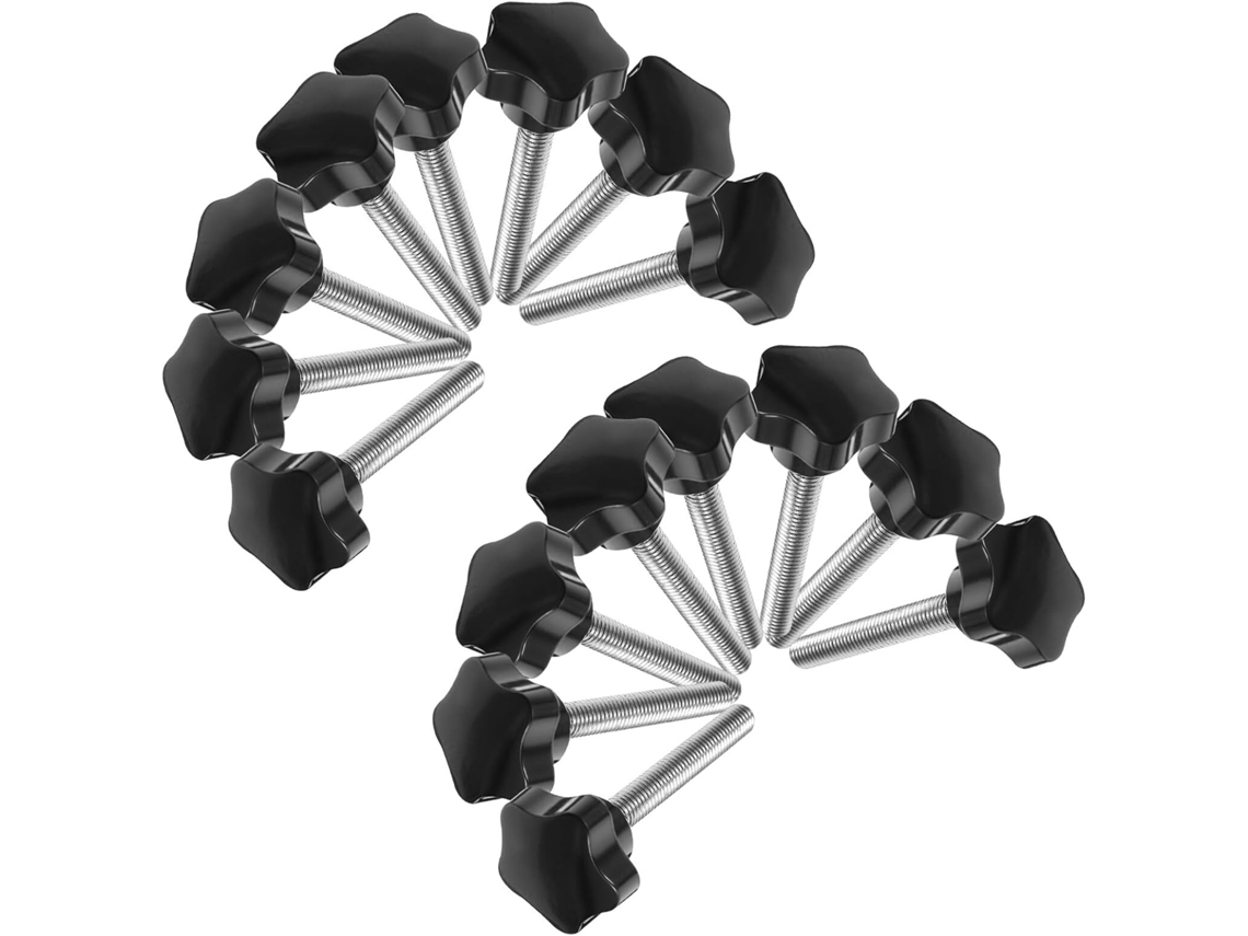 Paquete De 20 Tuercas Moleteadas En Forma De Estrella M10 Para Manijas Y Accesorios De Máquinas.