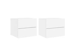 Maison Exclusive - Mesitas De Noche De Pared Con Luces Led 2 Unidades Blanco