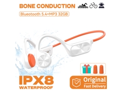 Auriculares Inalámbricos De Conducción Ósea (blancos), Resistentes Al Agua Ipx8, Ideales Para Nadar Y Equipados Con Bluetooth.