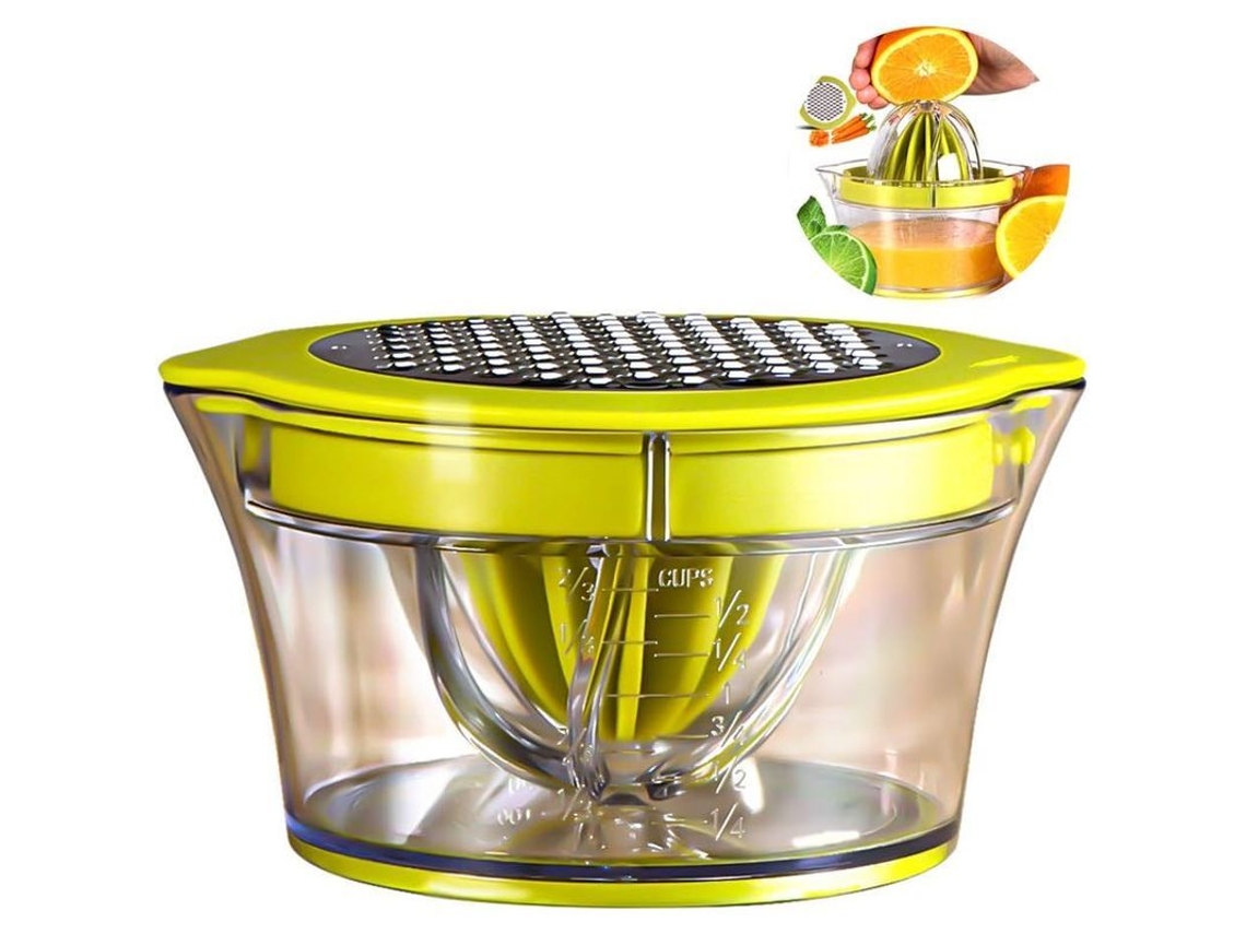 Exprimidor Manual Multifuncional 4 En 1 Para Naranjas Y Limones, 400 Ml Con Raspador.