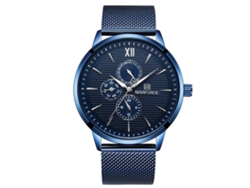 Reloj De Cuarzo Para Hombre En Acero Con Brazalete, Esfera De Tres Subesferas, Resistente Al Agua Y A La Moda (azul).