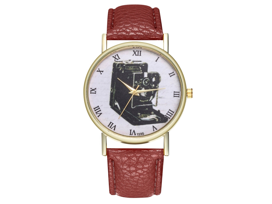 Reloj Analógico De Cuarzo Con Correa Pu Para Mujer Y Hombre Estilo Clásico Zhoulianfa Café